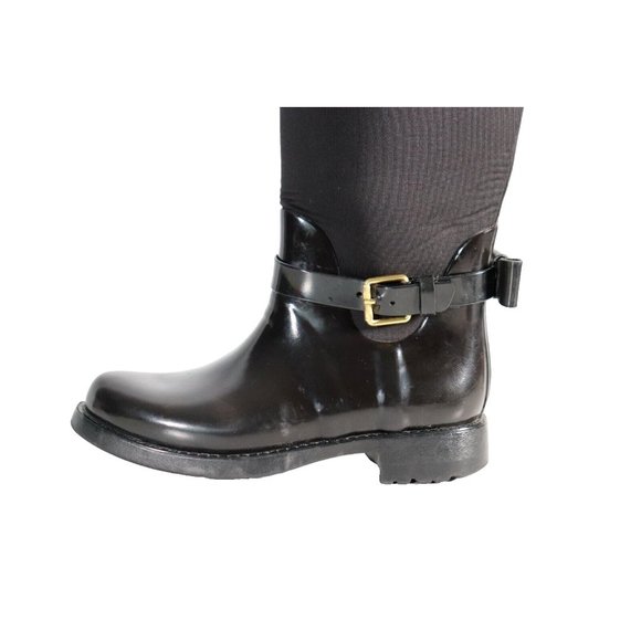 Kate Spade Women Size US7 M Black Bliss Rain Boot Rubber Neoprene Bow Tall Boots - Picture 5 of 13